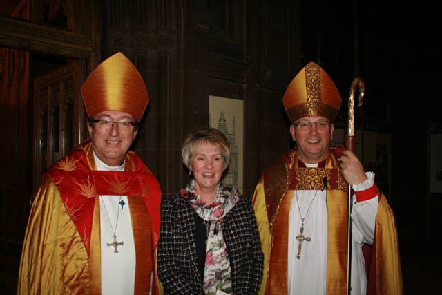 Catherine Hilton with Bishops Chris and Mark