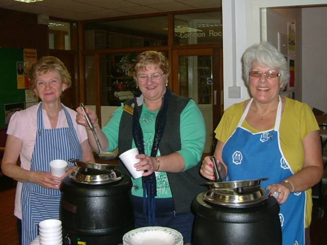 Serving soup at the chaplaincy