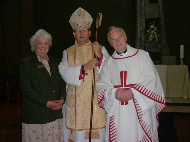 Bishop Mark with archdeaconry president, Mary and chaplain, Ian